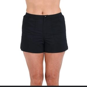 -Maxine Of Hollywood Women's Black Swim Shorts With Front Pockets And Lining